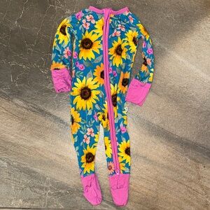 Little Sleepies Bamboo Zippy in the print “Sunflower Fields” - 0-3 m
